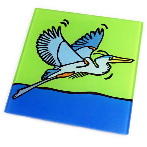 Great Blue Heron Tempered Glass Trivet
