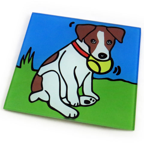 Jack Russell Terrier Dog/Puppy Tempered Glass Trivet