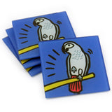 African Grey Parrot Tempered Glass Coasters - set of 4 (Available with or without coaster rack)