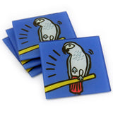 African Grey Parrot Tempered Glass Coasters - set of 4 (Available with or without coaster rack)