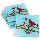Cardinals Tempered Glass Coasters - set of 4 (Available with or without coaster rack)