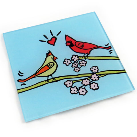 Cardinals Tempered Glass Trivet