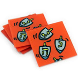 Dreidl Tempered Glass Coasters - set of 4 (Available with or without coaster rack)