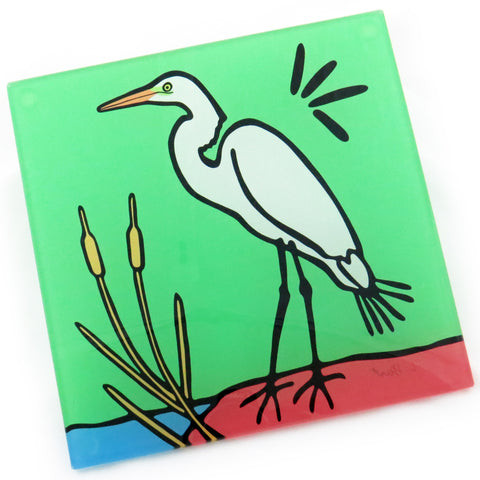 Egret Tempered Glass Trivet