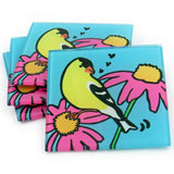 Goldfinch Tempered Glass Coasters - set of 4 (Available with or without coaster rack)