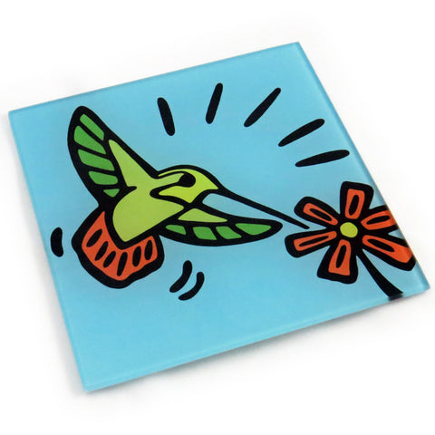 Hummingbird Tempered Glass Trivet