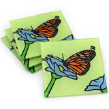 Monarch Butterfly Tempered Glass Coasters - Set of 4 (Available with or without coaster rack)