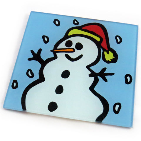 Snowman  Tempered Glass Trivet